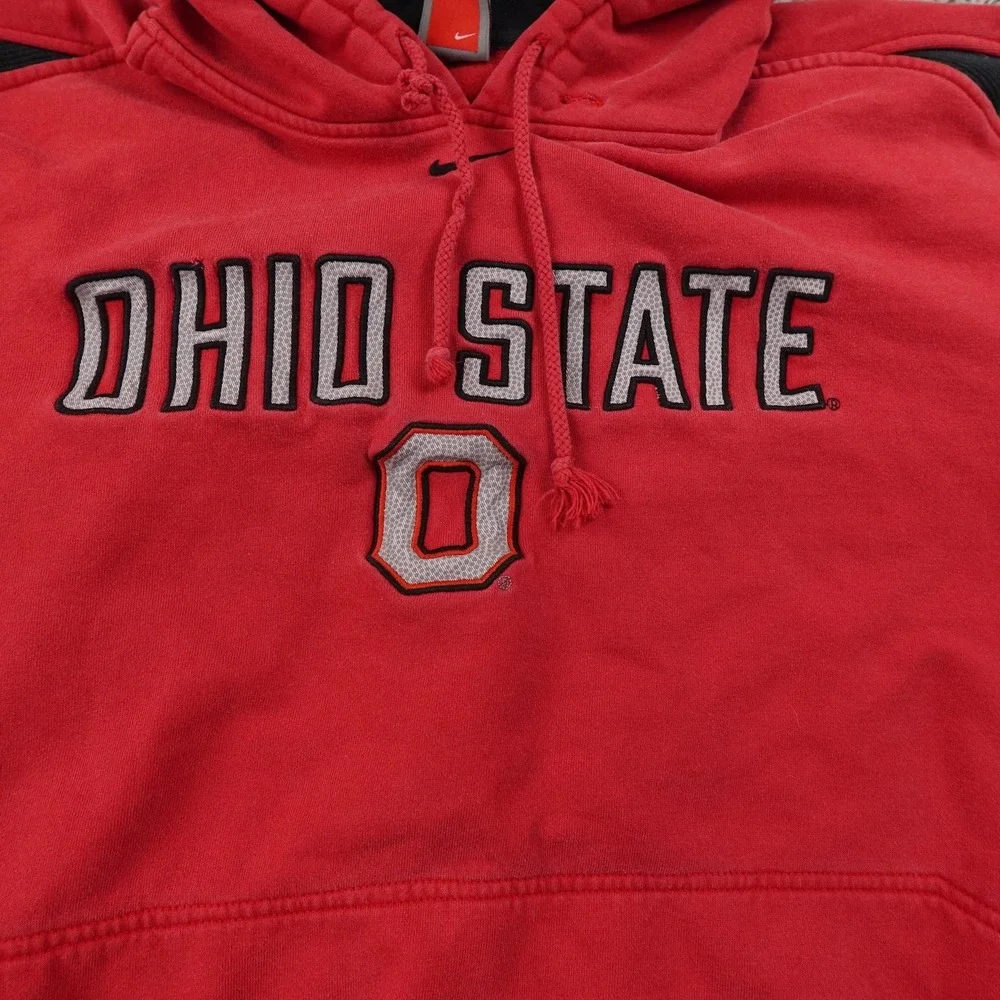 VTG Ohio State Buckeyes Hoodie Mens L‎ Red NCAA Football Nike Sweatshirt Y2K 00s